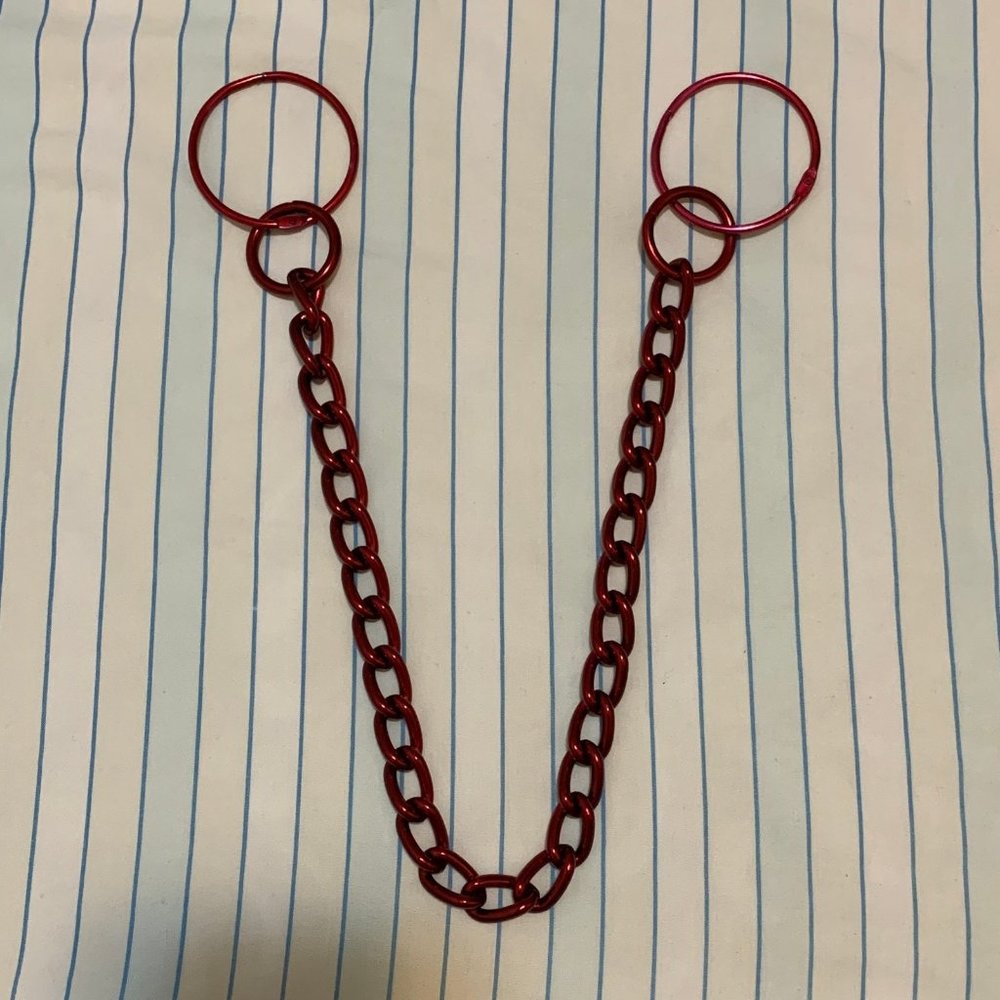 Red Metallic Oversized Big Large O Ring Wallet Pants Chain Hardware Streetwear